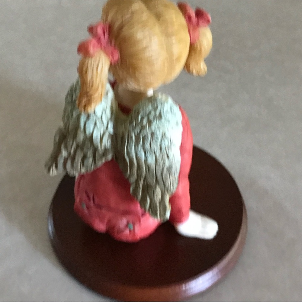 Charming Angel Figurine in Red Attire - Picture 7 of 10
